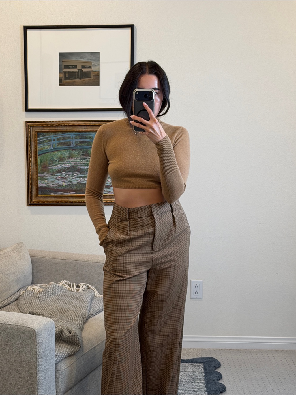 Simkhai Brie Cropped Turtlenck Sweater In Camel